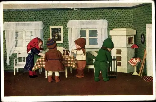 Ak Puppen, Szene in einer Puppenstube, Novitas 462-2