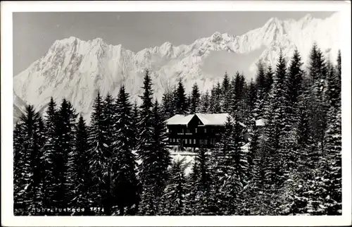 Ak Schwaz in Tirol, Hubertushaus, Winterwald