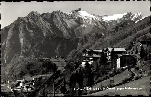 Ak Prägraten am Großvenediger in Tirol, Blick gegen Malhamgruppe, Häuser