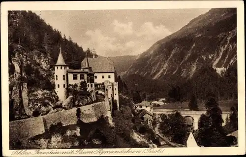 Ak Ehrwald in Tirol, Schloss Fernstein mit Ruine Sigmundskron