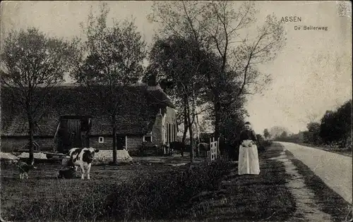 Ak Assen Drenthe Niederlande, De Bellerweg