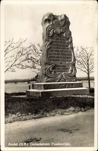 Ak Andel Nordbrabant Niederlande, Gedenksteen Poederoijen