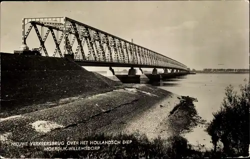 Ak Moerdijk Willemsdorp Nordbrabant Niederlande, Nieuwe Verkeersbrug over het Hollandsch Diep