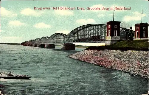 Ak Moerdijk Willemsdorp Nordbrabant Niederlande, Grootse Brug over het Hollandsch Diep