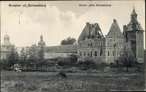 Ak Schaesberg Limburg Niederlande, Ruine Slot Schaesberg