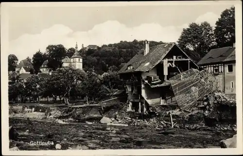 Ak Bad Gottleuba in Sachsen, Unwetterkatastrophe am 8. Juli 1927, Zerstörungen