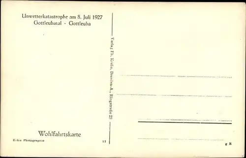 Ak Bad Gottleuba in Sachsen, Unwetterkatastrophe am 8. Juli 1927, Zerstörungen