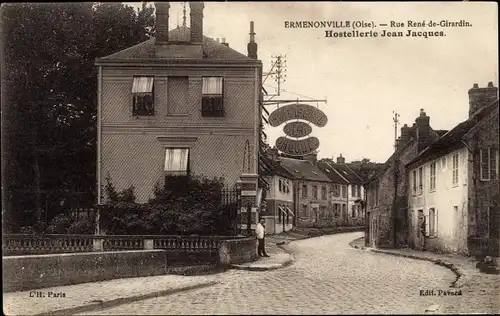 Ak Ermenonville Oise, Rue Rene de Girardin, Hostellerie Jean Jacques