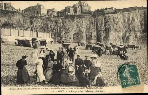 Ak Ault Somme, La Plage et les Falaises, südliche Strandpartie, Felswand