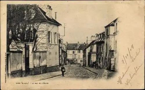 Ak Livry Gargan Seine Saint Denis, La Rue de l'Eglise