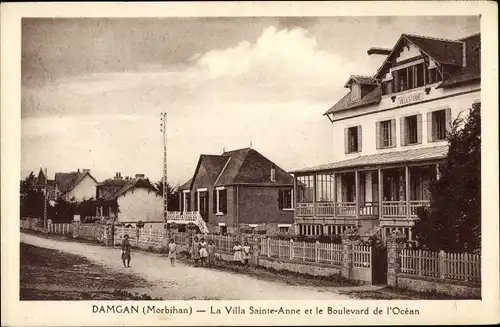 Ak Damgan Morbihan, La Villa Sainte Anne et le Boulevard de l'Ocean