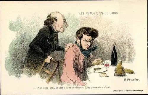 Künstler Ak Daumier, Honoré, Les Humoristes de Jadis, Männer zu Tisch