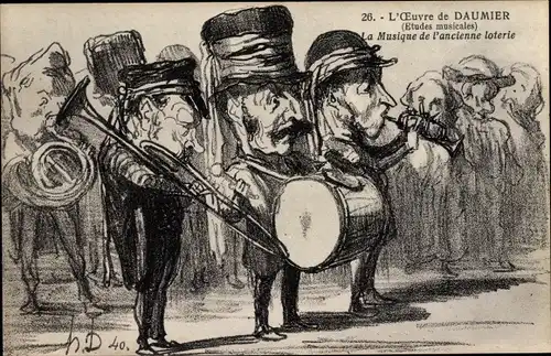 Künstler Ak Daumier, H., La Musique de l'acienne loterie