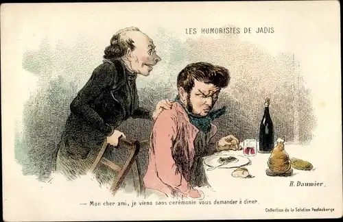 Künstler Ak Daumier, Honoré, Les Humoristes de Jadis, Männer zu Tisch