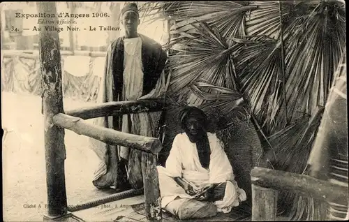 Ak Angers Maine et Loire, Exposition 1906, Au Village Noire, le Tailleur