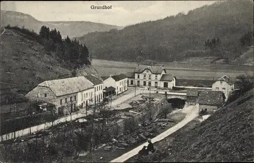 Ak Grundhof Luxemburg, Blick auf den Ort