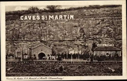 Ak Remich Luxemburg, Caves St. Martin, Moselle, Weinflasche