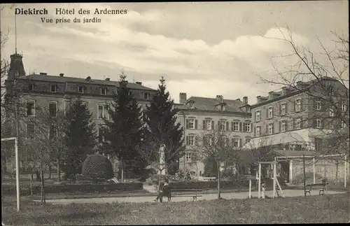 Ak Diekirch Luxemburg, Hotel des Ardennes, Vue prise du jardin