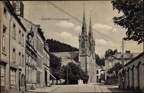 Ak Diekirch Luxemburg, Stadtansicht, Kirche