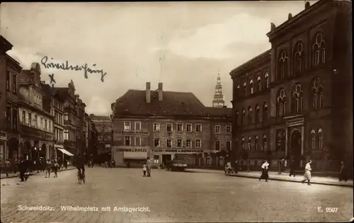 Ak Świdnica Schweidnitz Schlesien, Wilhelmplatz mit Amtsgericht