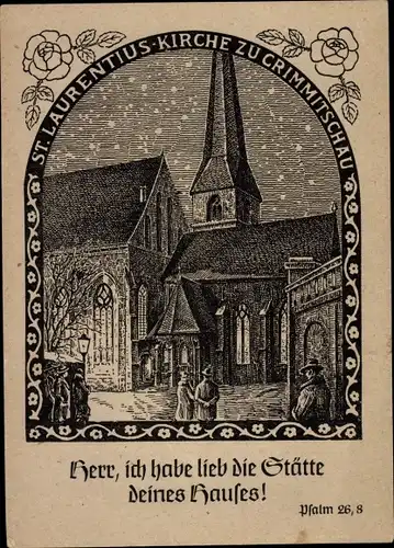 Ak Crimmitschau in Sachsen, Psalm 26 8, St. Laurentius Kirche, Herr, ich liebe die Stätte