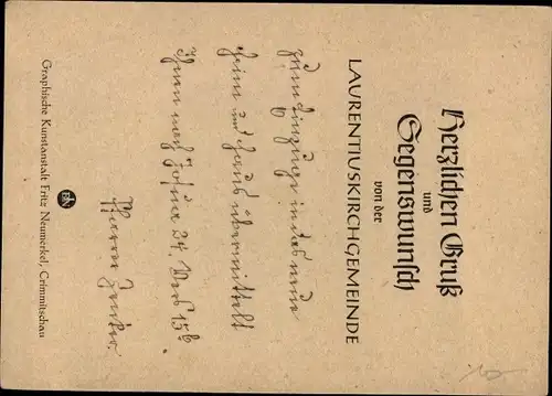 Ak Crimmitschau in Sachsen, Psalm 26 8, St. Laurentius Kirche, Herr, ich liebe die Stätte