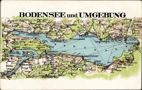 Landkarten Ak Konstanz am Bodensee, Friedrichshafen, Lindau