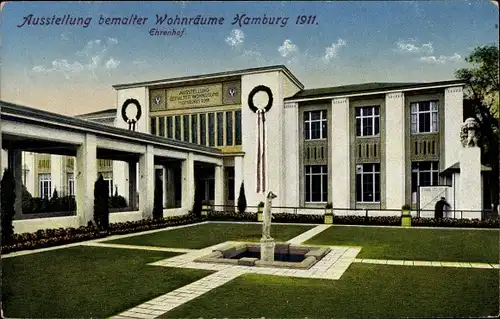 Ak Ausstellung bemalter Wohnräume Hamburg 1911, Ehrenhof