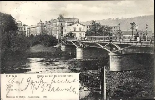Ak Gera in Thüringen, Partie an der Heinrichsbrücke