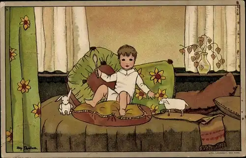 Künstler Ak Jordens, Bep, Benjamin, Kleinkind mit Spielzeugen