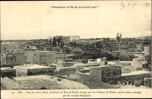 Ak Fès Fez Marokko, Vue du fortin Nord, dit Bordj de Bab el Ftouh, 1912