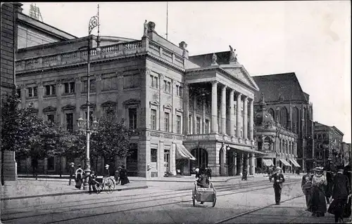 Ak Wrocław Breslau Schlesien, Schweidnitzer Straße mit Stadttheater