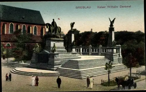 Ak Wrocław Breslau Schlesien, Partie am Kaiser Wilhelm Denkmal