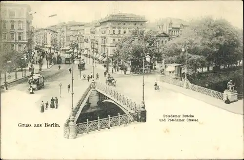 Ak Berlin Tiergarten, Potsdamer Brücke, Potsdamer Straße