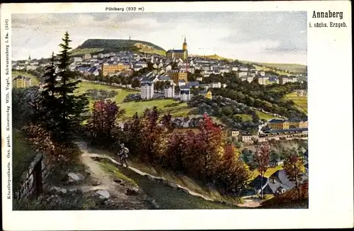 Künstler Ak Annaberg Buchholz im Erzgebirge, Pöhlberg, Panorama