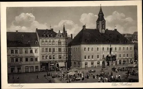 Ak Annaberg Buchholz im Erzgebirge, Das Rathaus, Markt, Platz