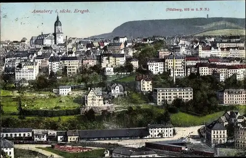 Ak Annaberg Buchholz Erzgebirge, Stadt mit Kirche, Pöhlberg