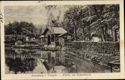 Ak Annaberg Buchholz Erzgebirge, Partie am Schutzteich