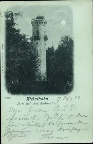 Mondschein Ak Ilmenau in Thüringen, Kickelhahn, Turm