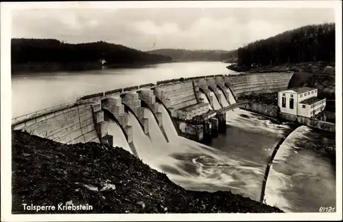 Ak Kriebstein Mittelsachsen, Zschopau Talsperre, Sperrmauer