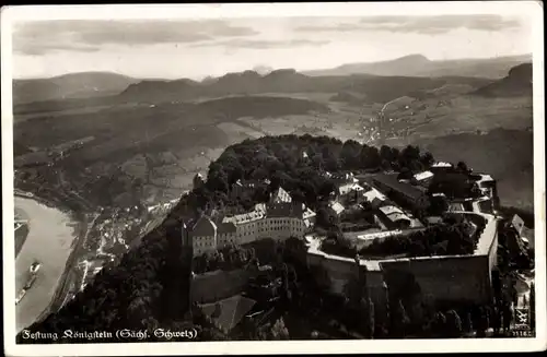 Ak Königstein in Sachsen, Fliegeraufnahme der Festung, Klinke & Co. 11160