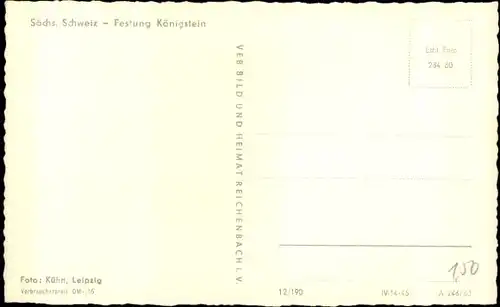 Ak Königstein an der Elbe Sächsische Schweiz, Festung