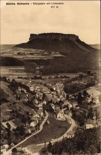 Ak Königstein an der Elbe Sächsische Schweiz, Lilienstein, Panorama