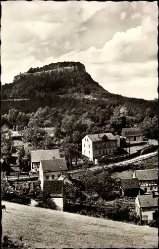 Ak Pfaffendorf Königstein an der Elbe Sächsische Schweiz, Blick auf den Ort, Festung