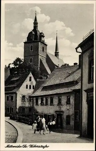 Ak Mittweida in Sachsen, Weberstraße, Kirche