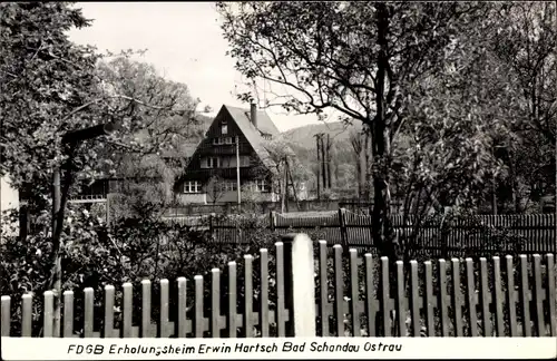 Ak Ostrau Bad Schandau Sächsische Schweiz, FDGB Erholungsheim Erwin Hartsch