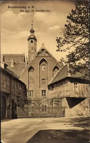 Ak Brandenburg an der Havel, Partie an der St. Pauli Kirche