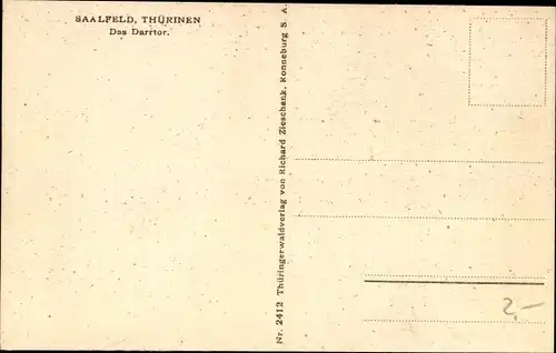 Ak Saalfeld an der Saale Thüringen, Das Darrtor