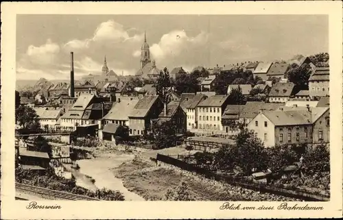 Ak Roßwein in Sachsen, Stadtpartie vom äußeren Bahndamm