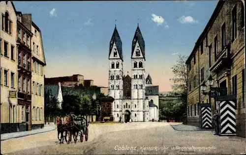 Ak Koblenz am Rhein, Kastorkirche und Generalkommando